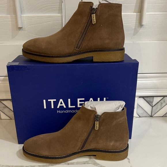 Elegant Brown Suede Ankle Boots- Weatherproof